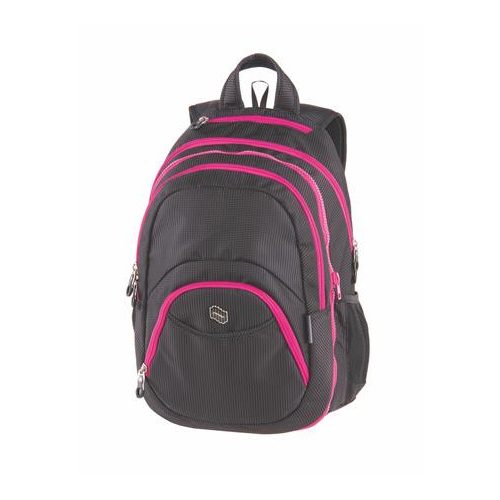Hátizsák, 2in1, notebook tartóval és audió csatlakozóval, PULSE "Teens", pink-fekete