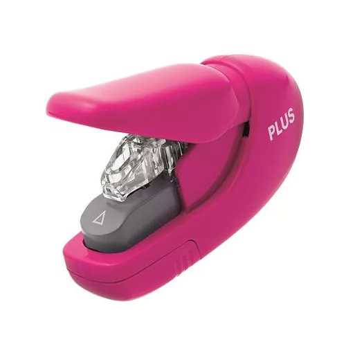 Kapocs nélküli tűzőgép, kézi, 5 lap, PLUS, rózsaszín