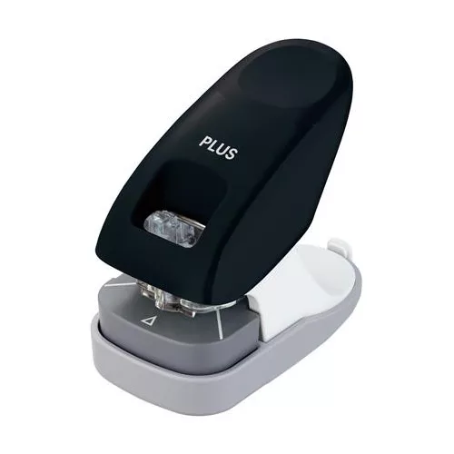 Kapocs nélküli tűzőgép, asztali, 10 lap, PLUS, fekete