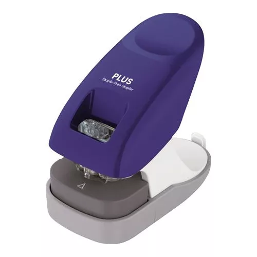 Kapocs nélküli tűzőgép, asztali, 10 lap, PLUS, kék