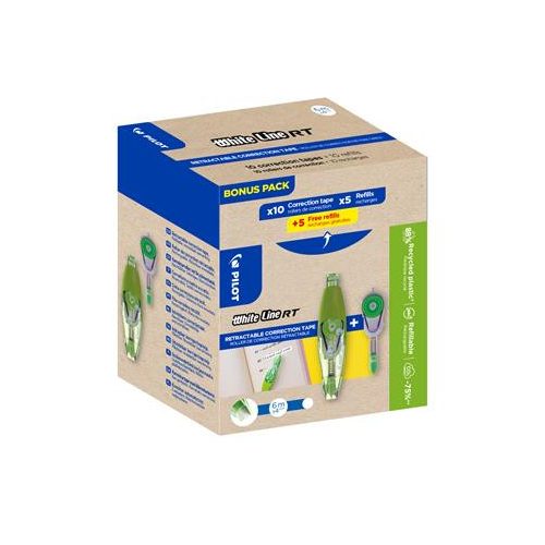 Hibajavító roller, 4 mm x 6 m, utántölthető, PILOT "Whiteline RT, Bonus Pack", utántöltővel