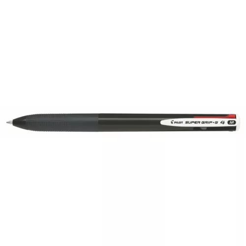 Golyóstoll, 0,27 mm, nyomógombos, fekete, PILOT "Super Grip G", négyszínű