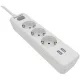 Elosztósor, 3 csatlakozóaljzat, 2xUSB-A, 2 m kábel, PHILIPS, fehér