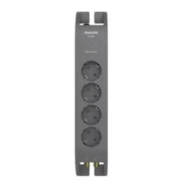   Elosztósor, 4 csatlakozóaljzat, túlfeszültség-védelemmel, 2 m kábel, PHILIPS, sötétszürke