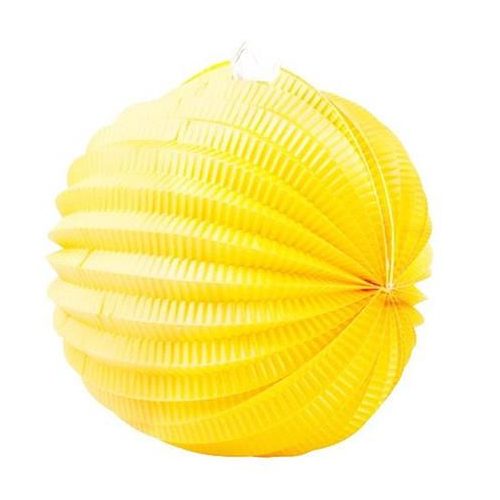 Lampion, kerek, 22 cm, sárga