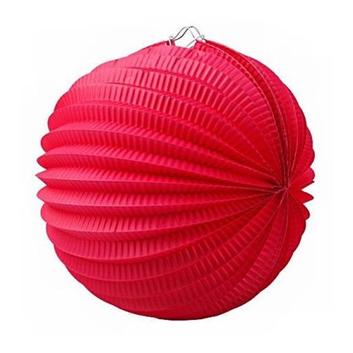 Lampion, kerek, 22 cm, piros