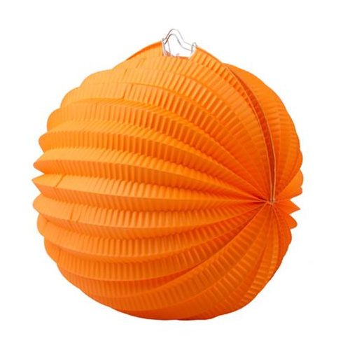 Lampion, kerek, 22 cm, narancs