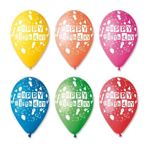 Léggömb, 30 cm, "Happy Birthday", lufis