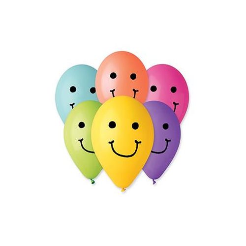 Léggömb, 30 cm, smiley, vegyes színek
