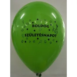   Léggömb, 26 cm, két oldalon nyomott "Boldog születésnapot", vegyes szín