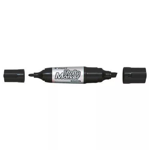 Alkoholos marker, 4/4,8-7 mm, kétvégű, PILOT "Twin Jumbo", fekete