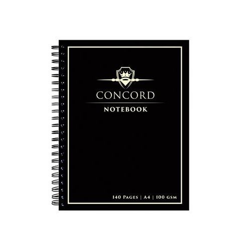 Spirálfüzet, A4, vonalas, 70 lap, CONCORD, fekete