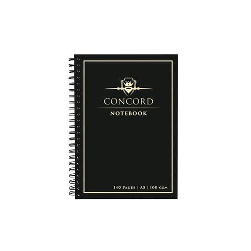 Spirálfüzet, A5, vonalas, 70 lap, CONCORD, fekete