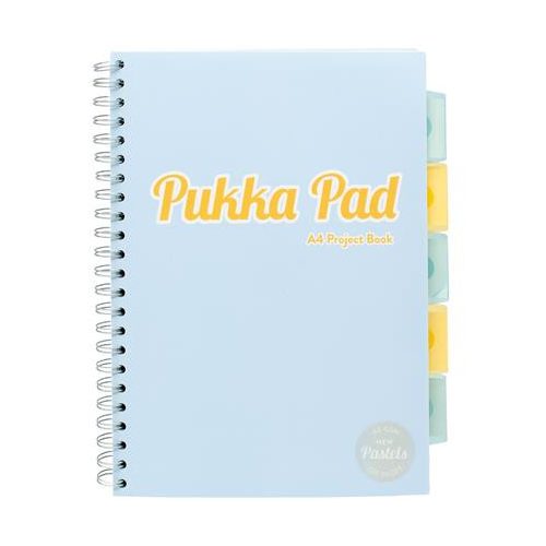 Spirálfüzet, A4, vonalas, 100 lap, PUKKA PAD "Pastel project book", vegyes szín