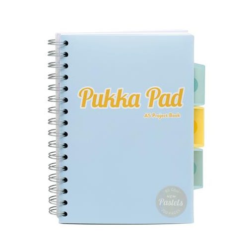Spirálfüzet, A5, vonalas, 100 lap, PUKKA PAD "Pastel project book", vegyes szín