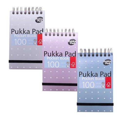 Jegyzetfüzet, A7, spirálozott, vonalas, 50 lap, PUKKA PAD "Metallic Pocket Book", vegyes színek