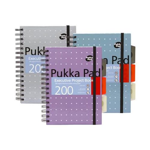 Spirálfüzet, A5, vonalas, 100 lap, PUKKA PAD "Metallic Project Book", vegyes szín