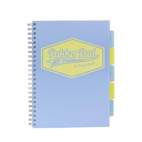 Spirálfüzet, A4, vonalas, 100 lap, PUKKA PAD "Pastel project book", vegyes szín