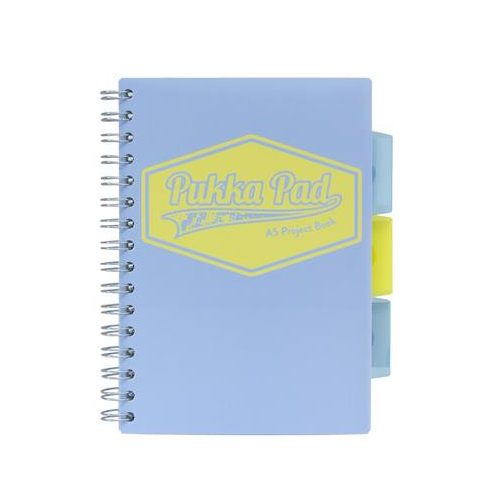 Spirálfüzet, A5, vonalas, 100 lap, PUKKA PAD "Pastel project book", vegyes szín