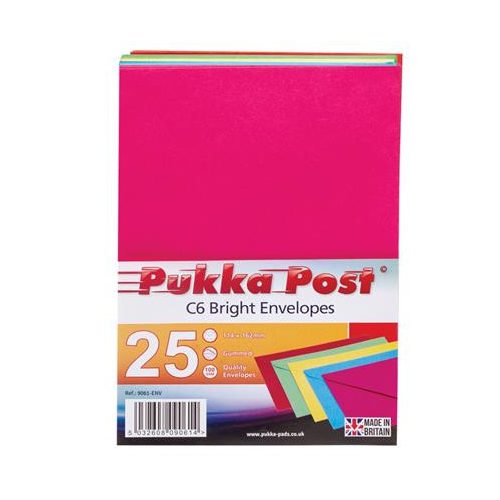 Boríték, C6, szilikonos, PUKKA PAD "Bright", vegyes színek