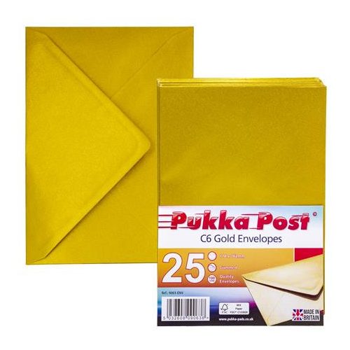 Boríték, C6, szilikonos, PUKKA PAD "Gold", arany