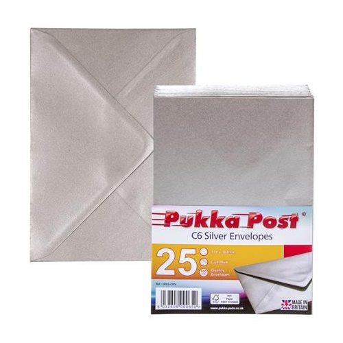 Boríték, C6, szilikonos, PUKKA PAD "Silver", ezüst