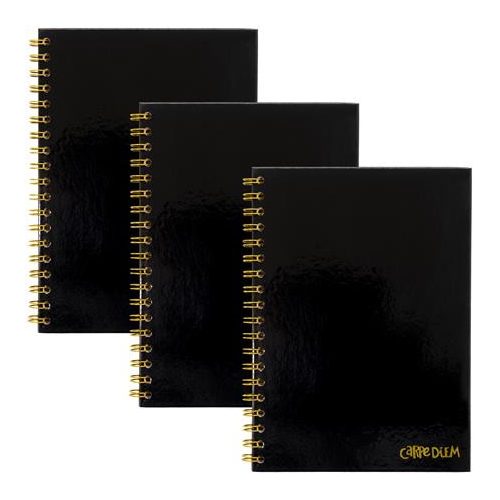 Spirálfüzet, B5, vonalas, 80 lap, FSC, PUKKA PAD "Carpe Diem", fekete