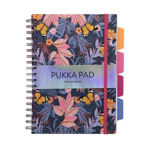 Spirálfüzet, B5, vonalas, 100 lap, PUKKA PAD "Project Book Bloom", vegyes minta