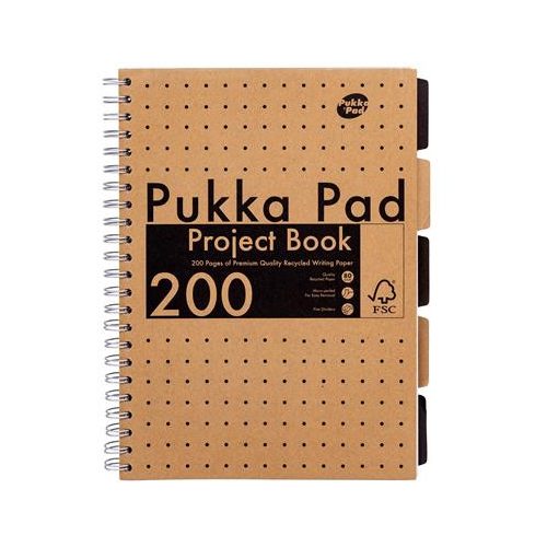 Spirálfüzet, A4, vonalas, 100 lap, PUKKA PAD "Kraft project book"
