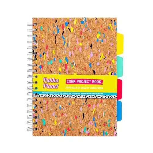 Spirálfüzet, B5, vonalas, elválasztóval, 100 lap, PUKKA PADS "Planet Cork Project Book", parafa