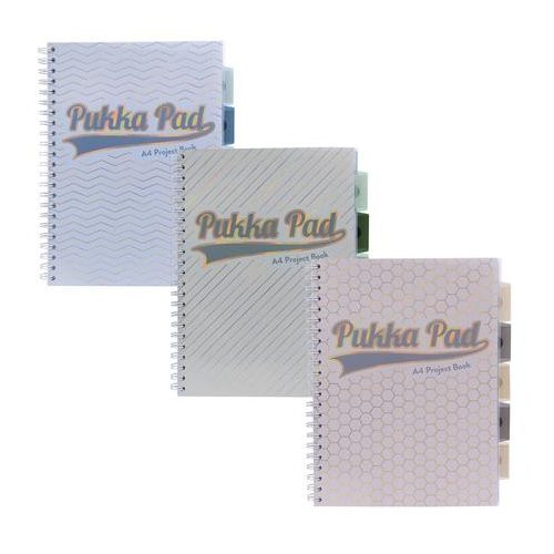 Spirálfüzet, A4, vonalas, elválasztóval, 100 lap, PUKKA PAD "Haze Project Book", vegyes szín