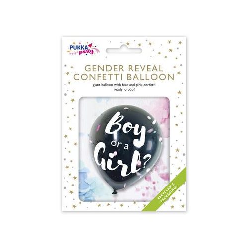 Léggömb, 91 cm, PUKKA PAD "Boy or a Girl", konfettivel
