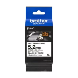   Zsugorcső, feliratozógéphez, 5,2 mm x 1,5 m, BROTHER "HSe-211E", fehér-fekete