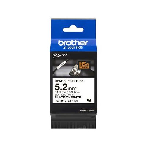 Zsugorcső, feliratozógéphez, 5,2 mm x 1,5 m, BROTHER "HSe-211E", fehér-fekete