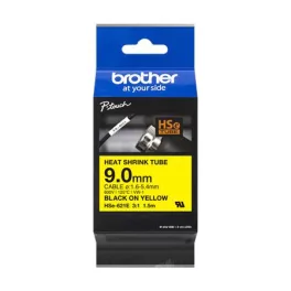   Zsugorcső, feliratozógéphez, 9,0 mm x 1,5 m, BROTHER "HSe-621E", sárga-fekete