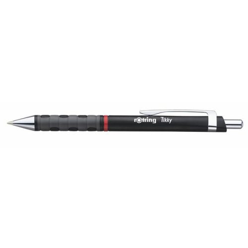 Golyóstoll, 0,8 mm, nyomógombos, fekete tolltest, ROTRING "Tikky", kék