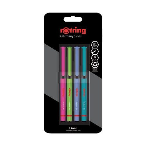 Tűfilc készlet, 0,4 mm, ROTRING "Liner", 4 különböző szín