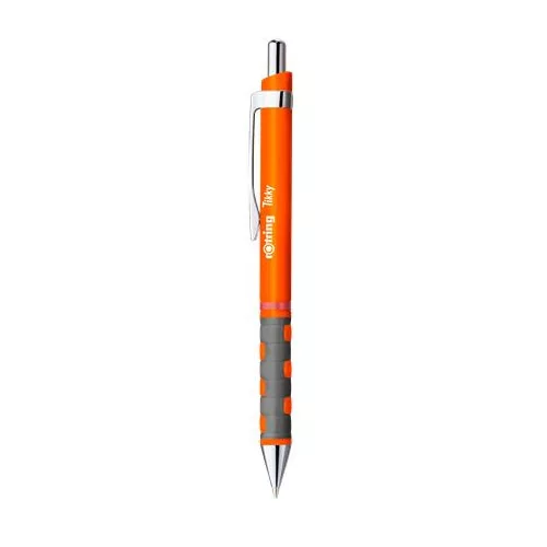 Golyóstoll, 0,8 mm, nyomógombos, neonnarancs tolltest, ROTRING "Tikky", kék