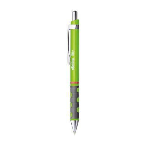 Golyóstoll, 0,8 mm, nyomógombos, neonzöld tolltest, ROTRING "Tikky", kék