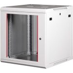 Rack szekrény, fali, 19", 12U, lapraszerelt, LANDE "PROlineB", szürke