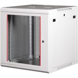   Rack szekrény, fali, 19", 12U, lapraszerelt, LANDE "PROlineB", szürke