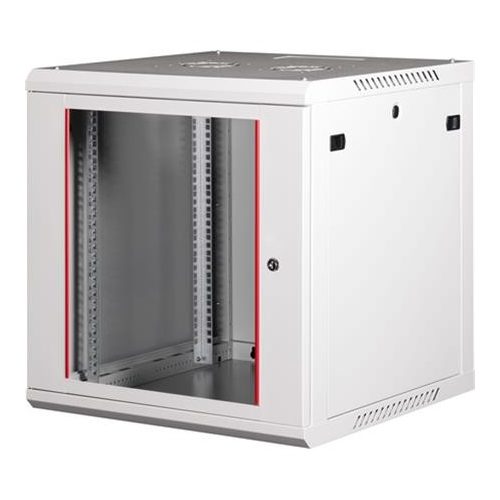 Rack szekrény, fali, 19", 12U, lapraszerelt, LANDE "PROlineB", szürke