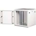 Rack szekrény, fali, 19", 12U, lapraszerelt, LANDE "PROlineB", szürke