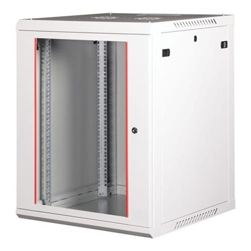 Rack szekrény, fali, 19", 15U, lapraszerelt, LANDE "PROlineB", szürke