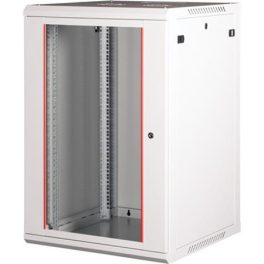   Rack szekrény, fali, 19", 18U, lapraszerelt, LANDE "PROlineB", szürke