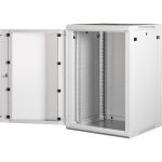 Rack szekrény, fali, 19", 18U, lapraszerelt, LANDE "PROlineB", szürke
