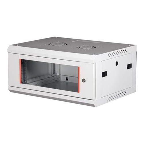 Rack szekrény, fali, 19", 4U, lapraszerelt, LANDE "PROlineB", szürke