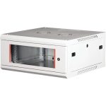 Rack szekrény, fali, 19", 4U, lapraszerelt, LANDE "PROlineB", szürke