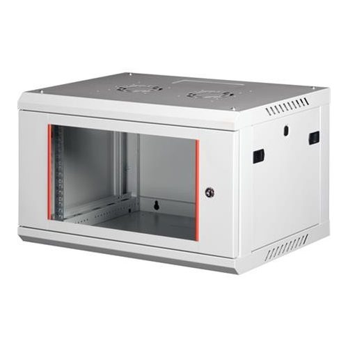 Rack szekrény, fali, 19", 6U, lapraszerelt, LANDE "PROlineB", szürke