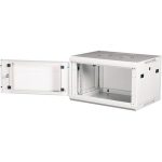 Rack szekrény, fali, 19", 6U, lapraszerelt, LANDE "PROlineB", szürke